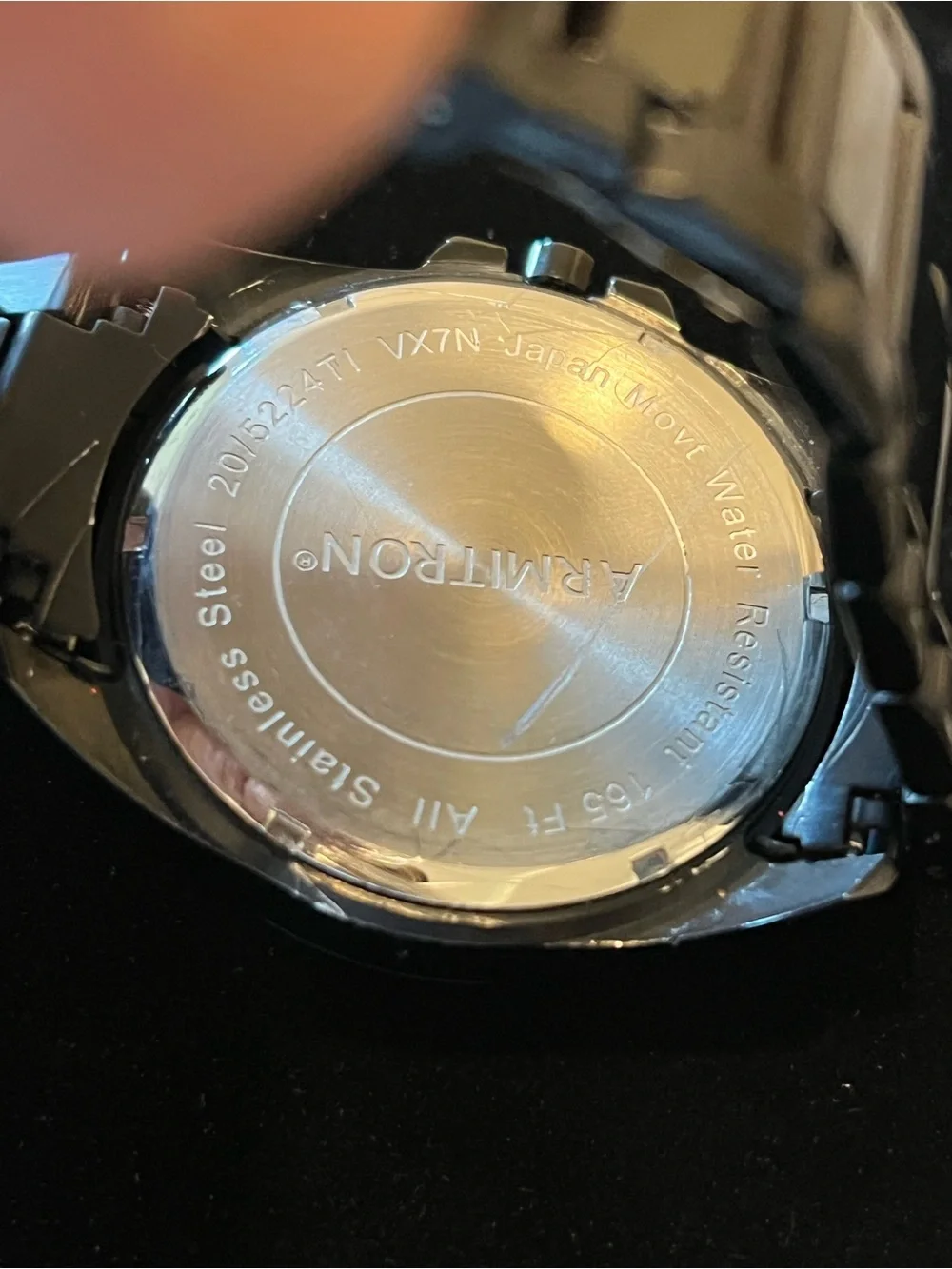 Armitron Black Stainless Steel Chronograph Watch with Black Dial